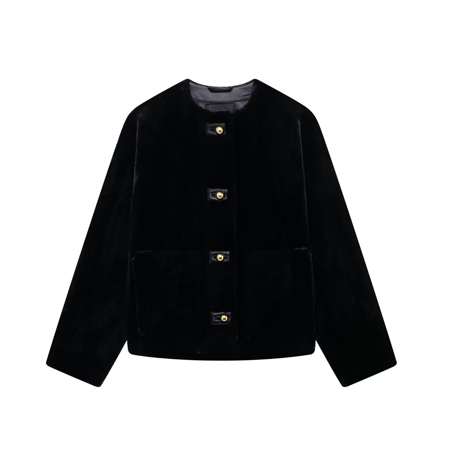 Artificial Fur Effect Jacket Coat
