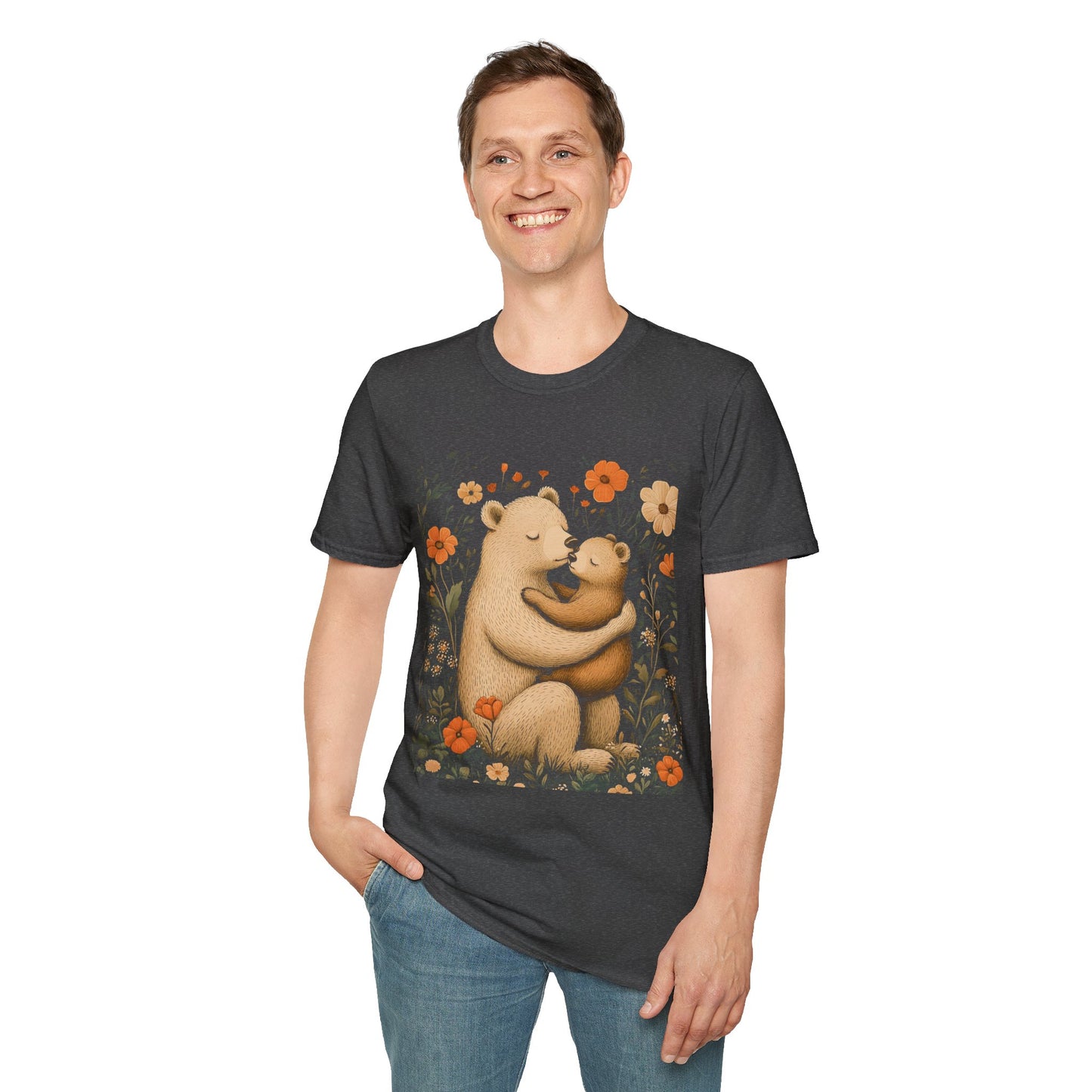 Mama Bear and Baby Bear T-Shirt with Wildflower Design