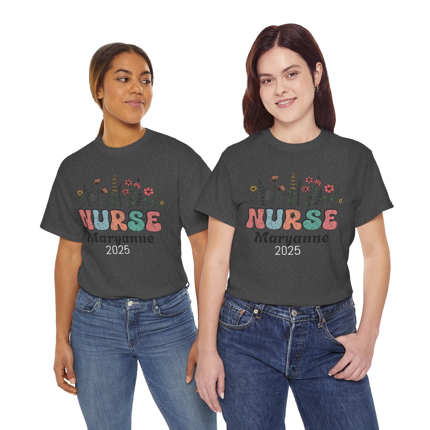 Personalized Flower Nurse Tee shirt - Unisex Tee