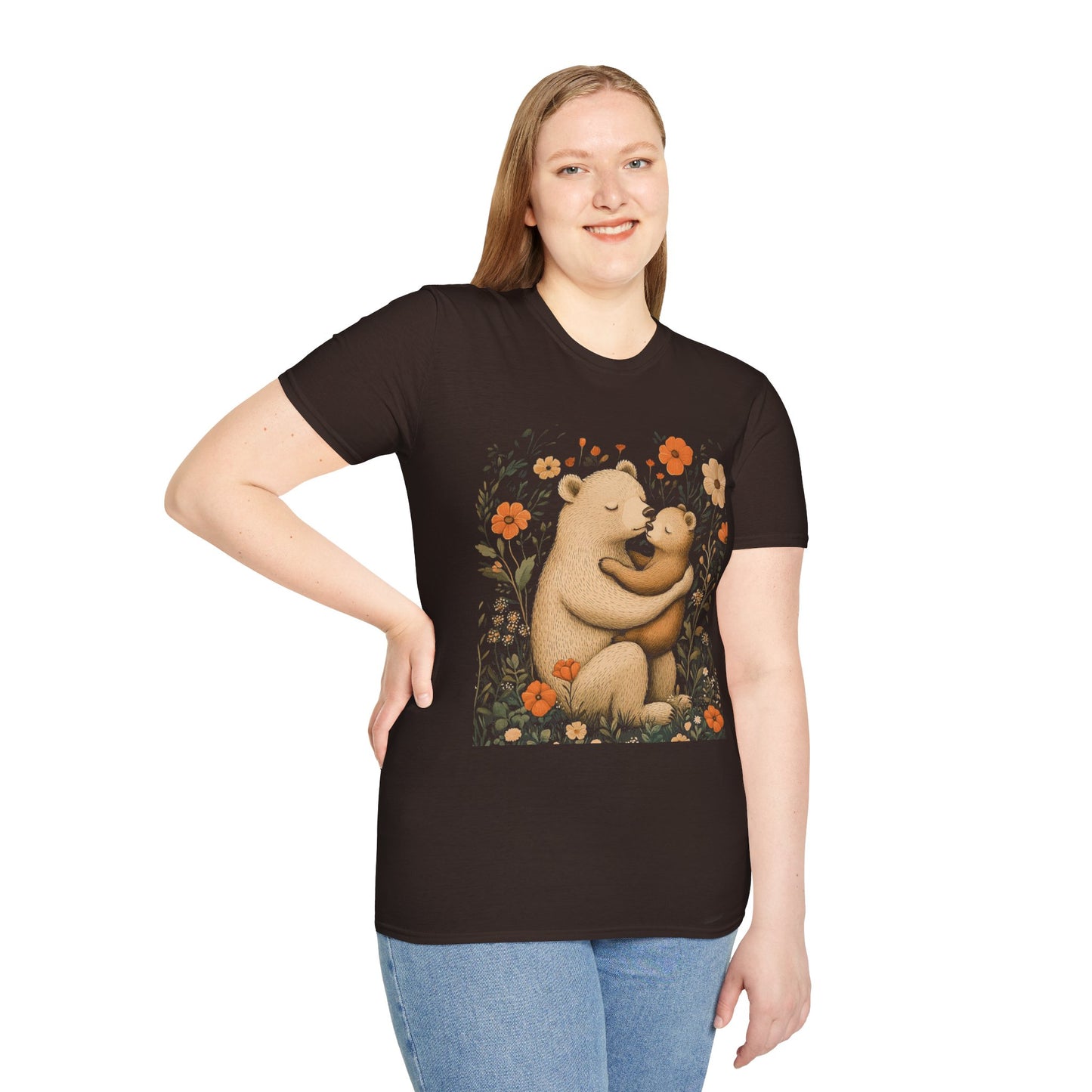 Mama Bear and Baby Bear T-Shirt with Wildflower Design