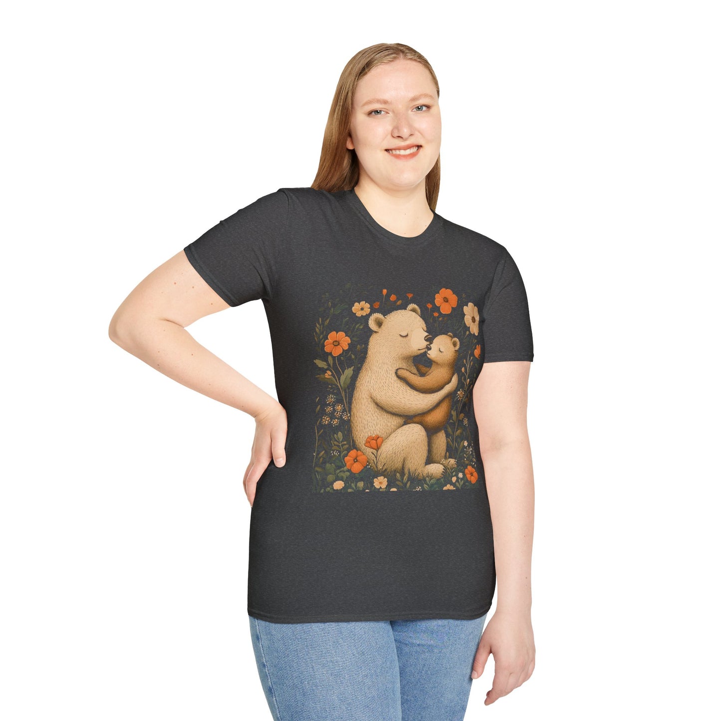 Mama Bear and Baby Bear T-Shirt with Wildflower Design