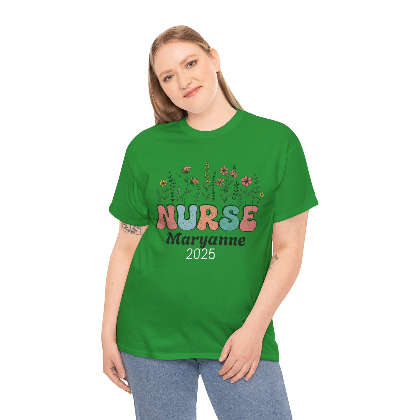 Personalized Flower Nurse Tee shirt - Unisex Tee
