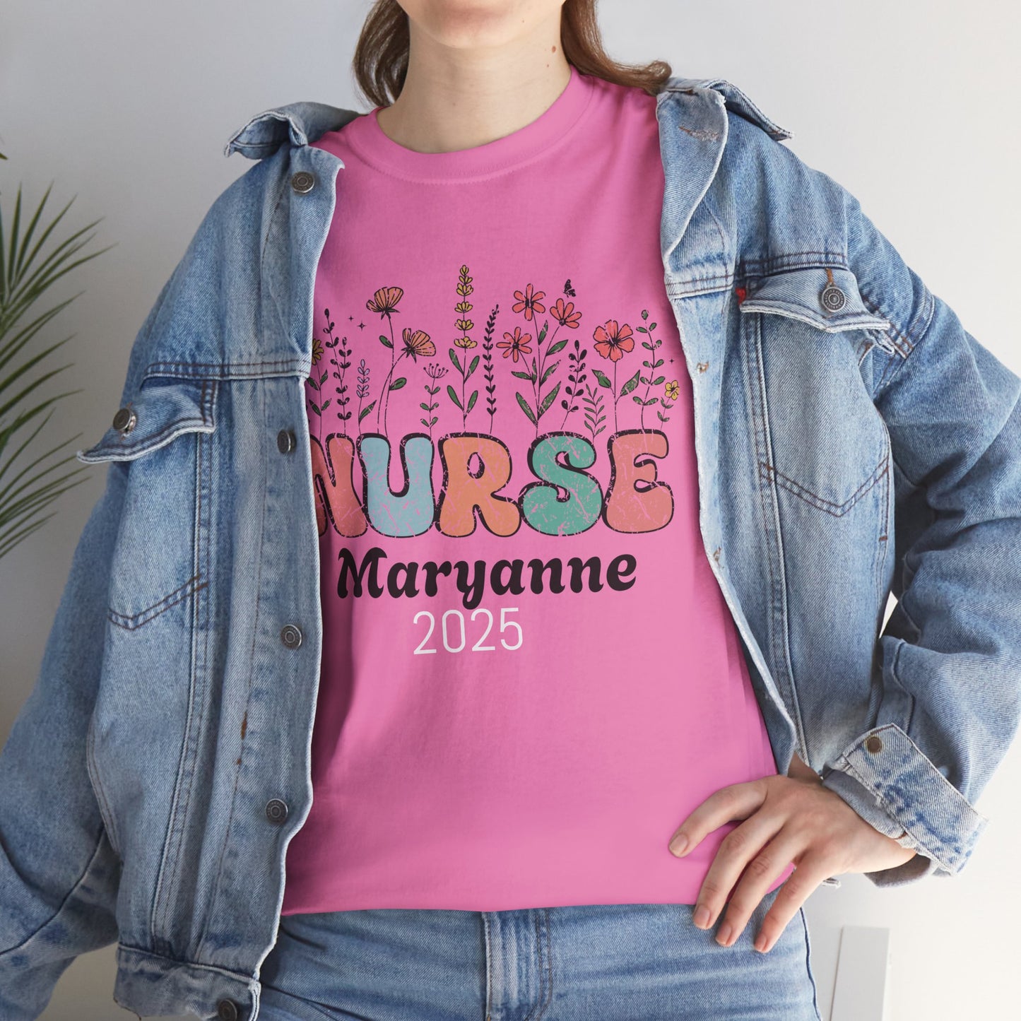 Personalized Flower Nurse Tee shirt - Unisex Tee