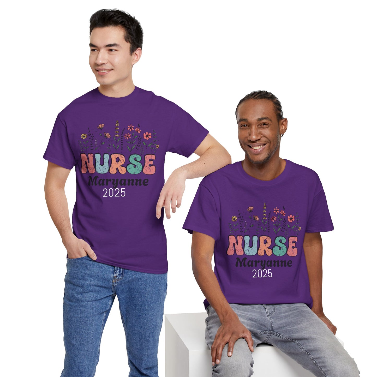 Personalized Flower Nurse Tee shirt - Unisex Tee
