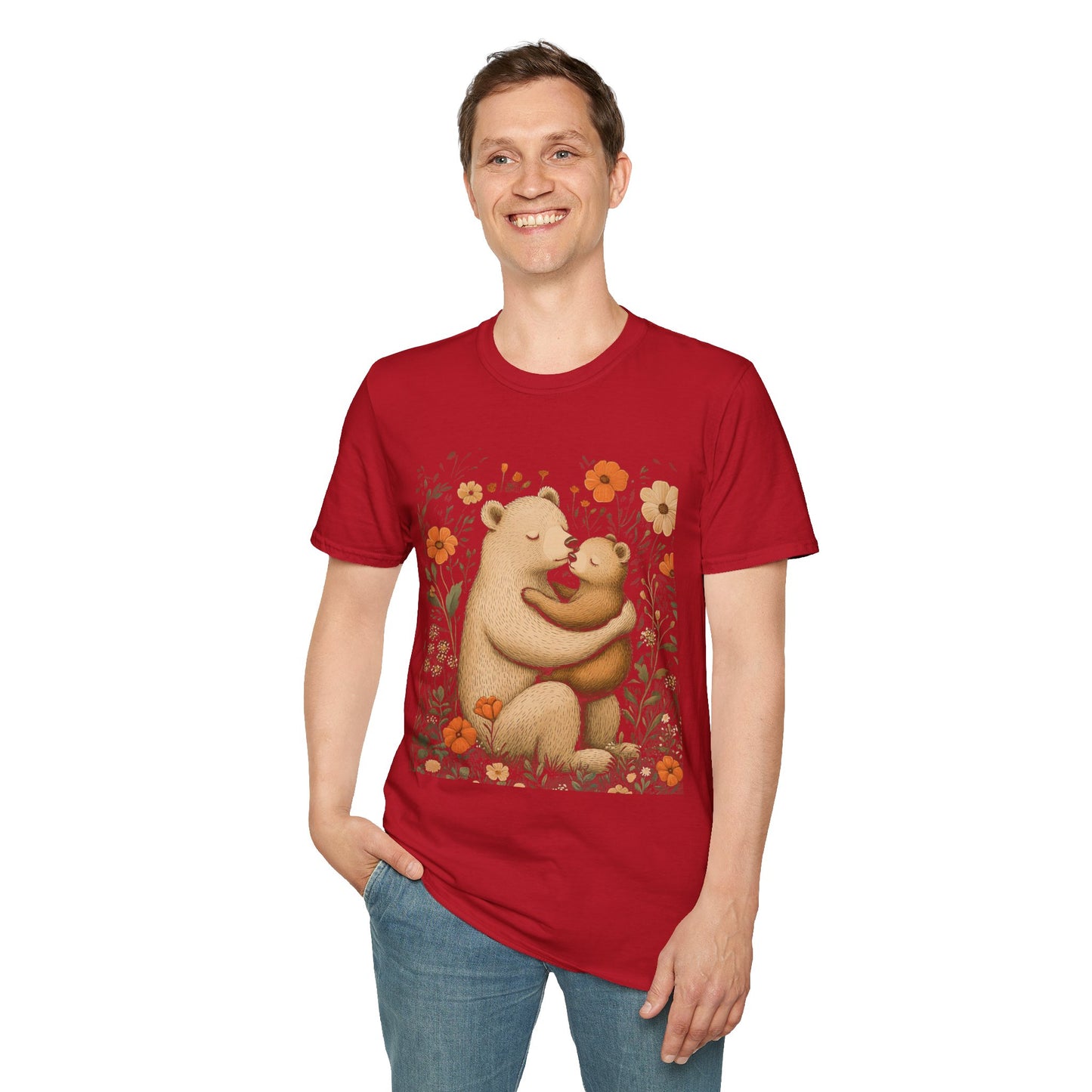 Mama Bear and Baby Bear T-Shirt with Wildflower Design