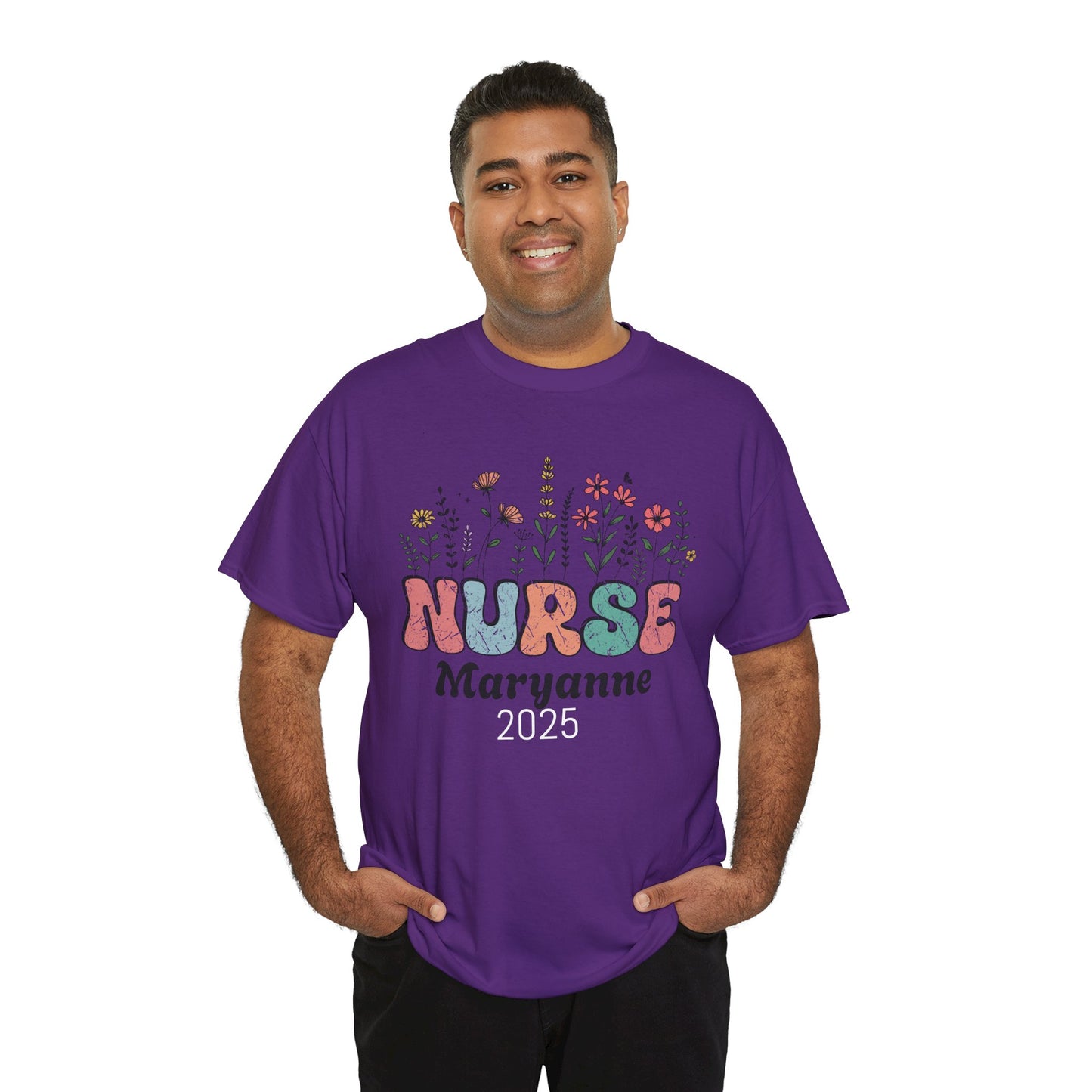 Personalized Flower Nurse Tee shirt - Unisex Tee