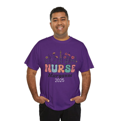 Personalized Flower Nurse Tee shirt - Unisex Tee