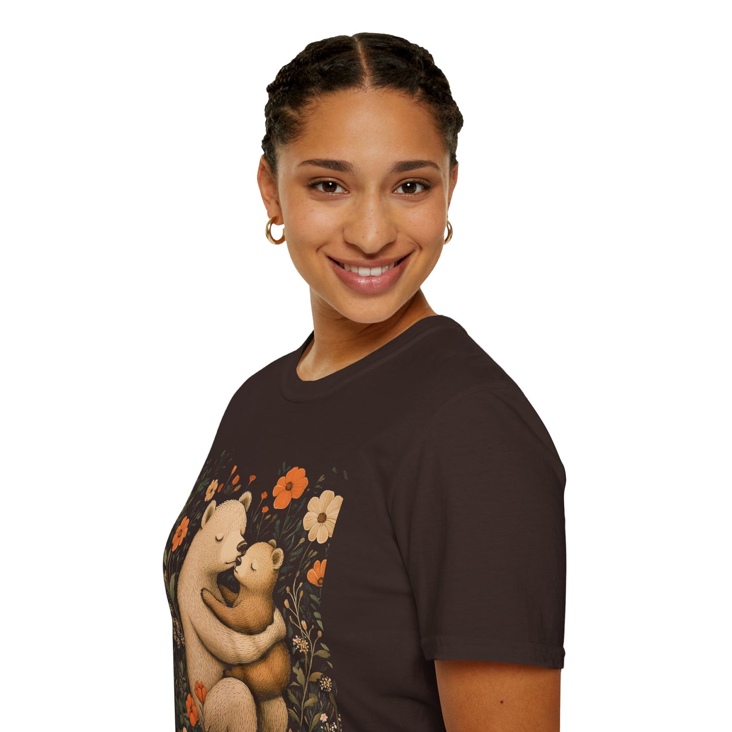 Mama Bear and Baby Bear T-Shirt with Wildflower Design