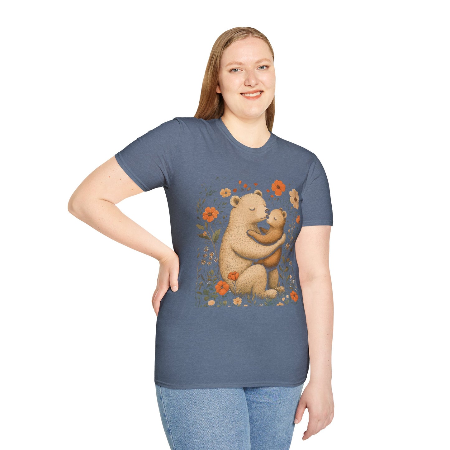 Mama Bear and Baby Bear T-Shirt with Wildflower Design