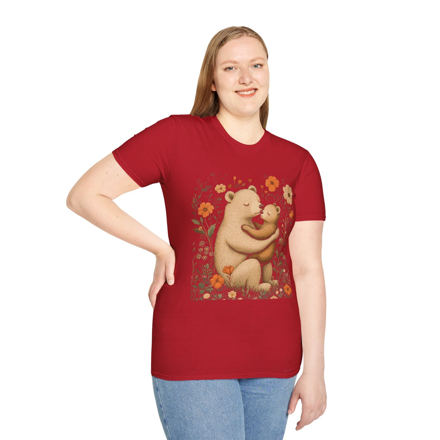Mama Bear and Baby Bear T-Shirt with Wildflower Design