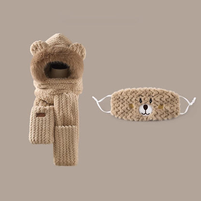 Bear Ears Plush Hat and Scarf for Women