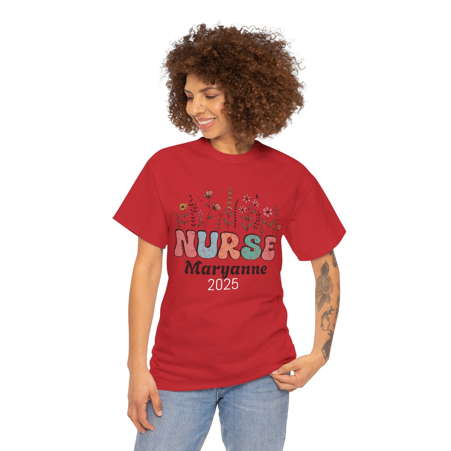 Personalized Flower Nurse Tee shirt - Unisex Tee