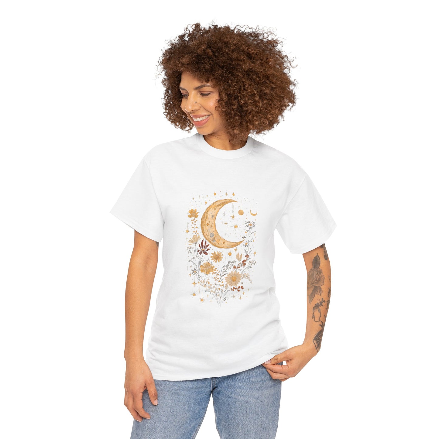 Celestial Floral T-Shirt - Unisex Heavy Cotton Tee