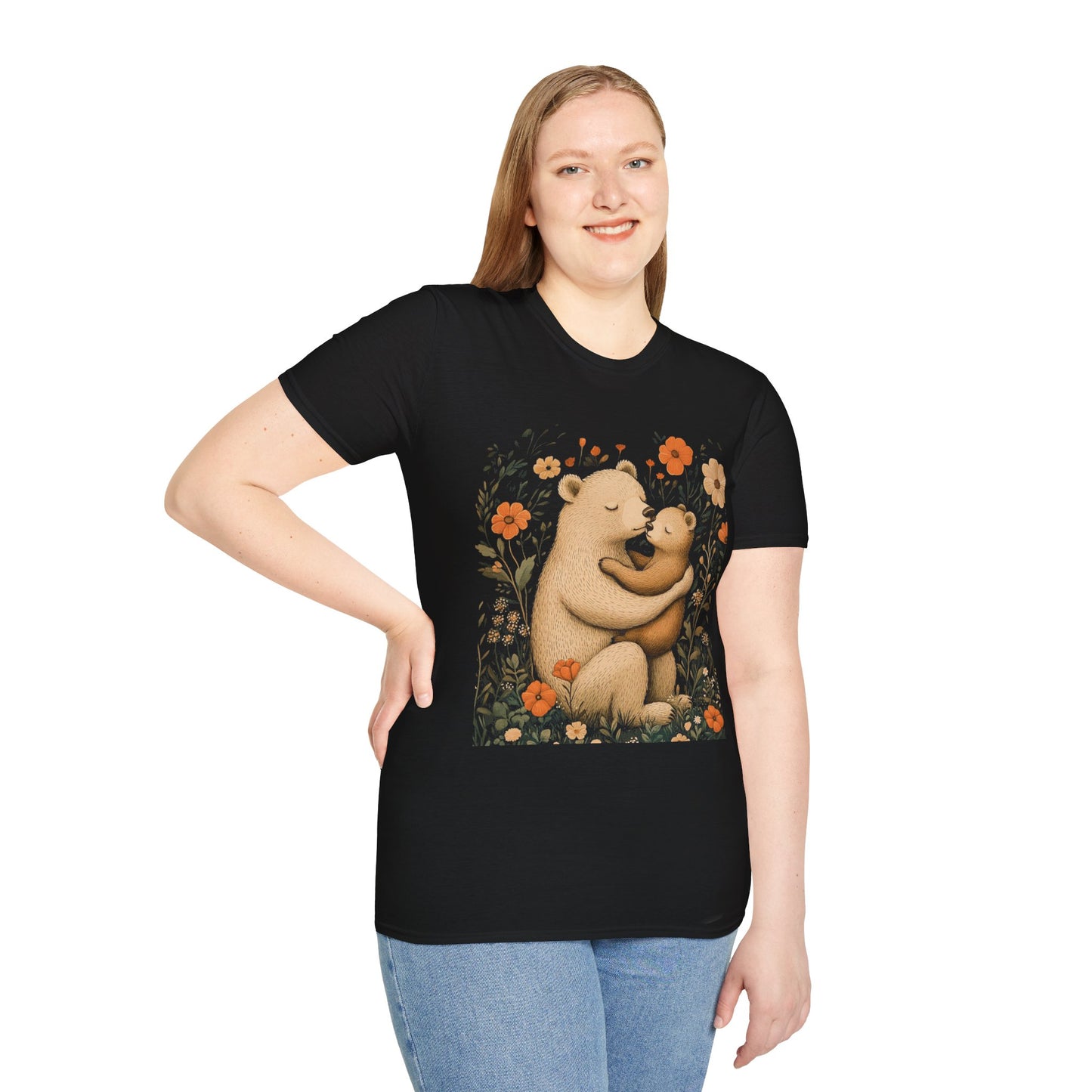 Mama Bear and Baby Bear T-Shirt with Wildflower Design