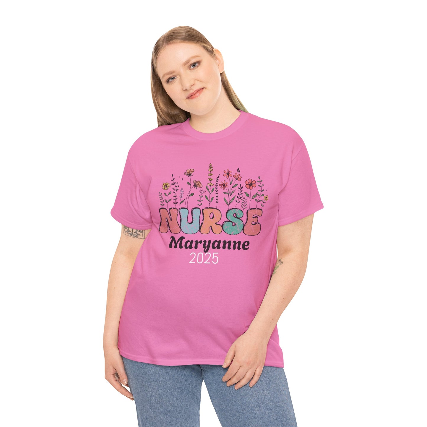 Personalized Flower Nurse Tee shirt - Unisex Tee