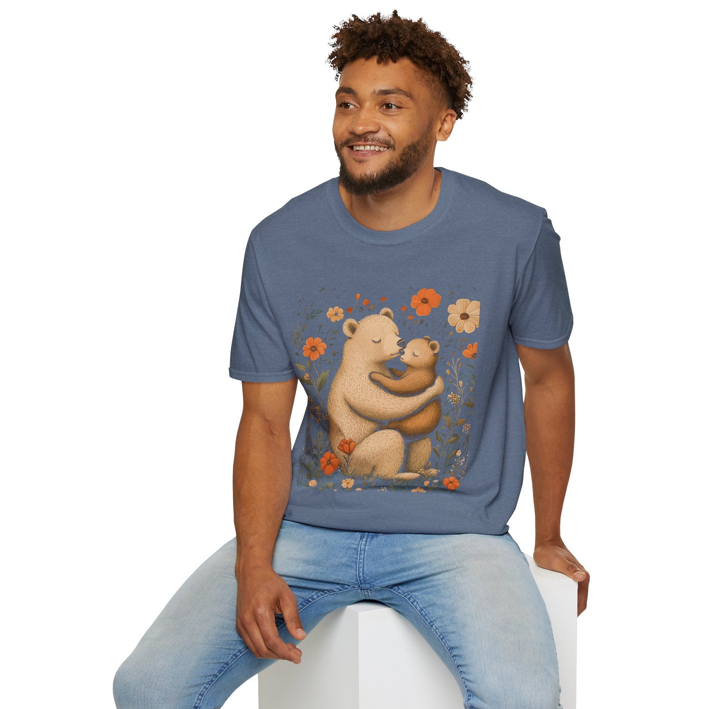 Mama Bear and Baby Bear T-Shirt with Wildflower Design