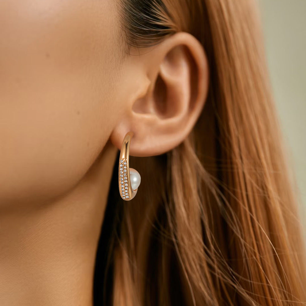 Rhinestone Pearl Earrings