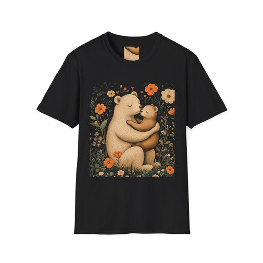 Mama Bear and Baby Bear T-Shirt with Wildflower Design