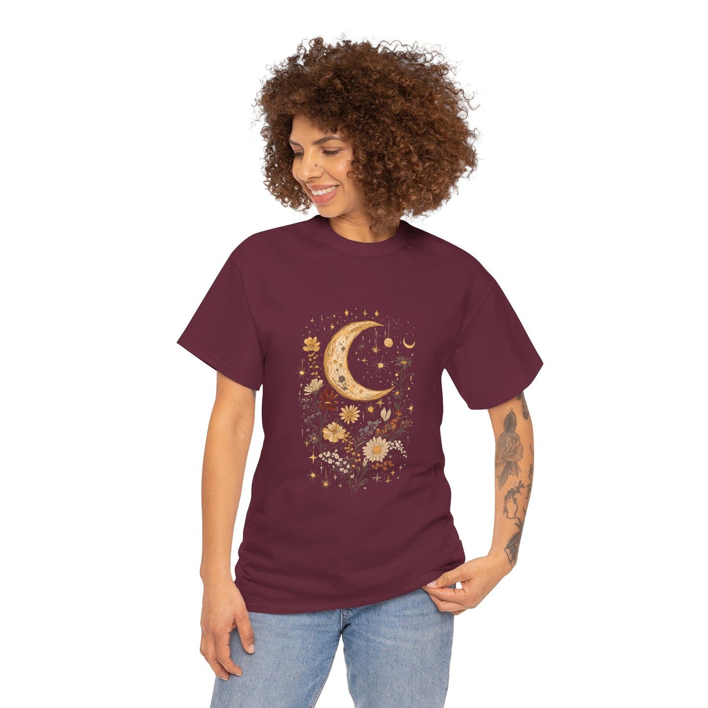 Celestial Floral T-Shirt - Unisex Heavy Cotton Tee