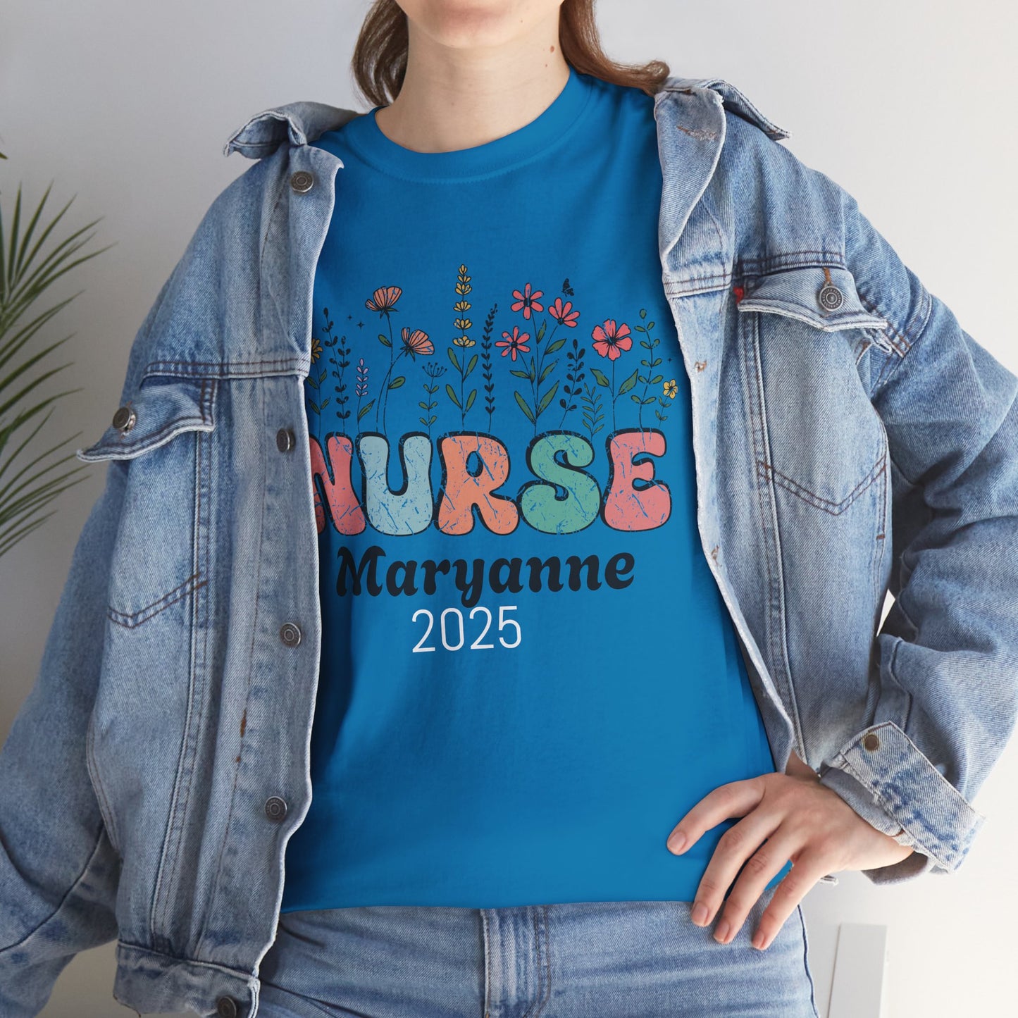Personalized Flower Nurse Tee shirt - Unisex Tee