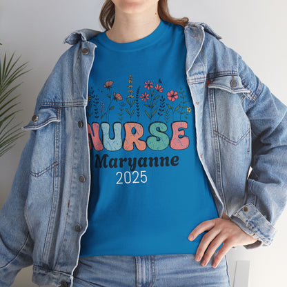 Personalized Flower Nurse Tee shirt - Unisex Tee