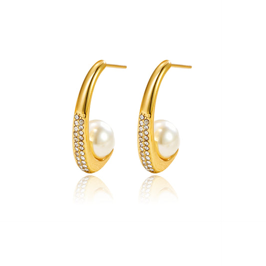 Rhinestone Pearl Earrings