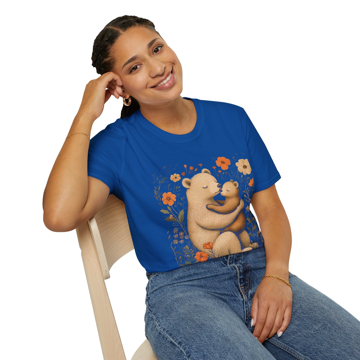 Mama Bear and Baby Bear T-Shirt with Wildflower Design