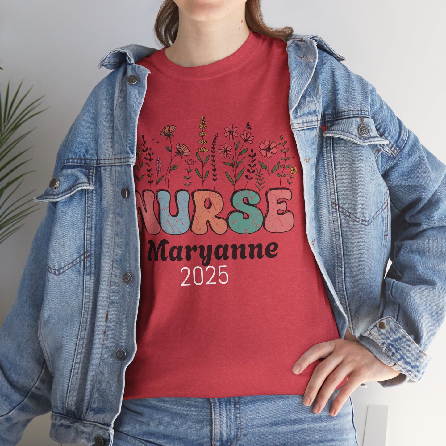 Personalized Flower Nurse Tee shirt - Unisex Tee