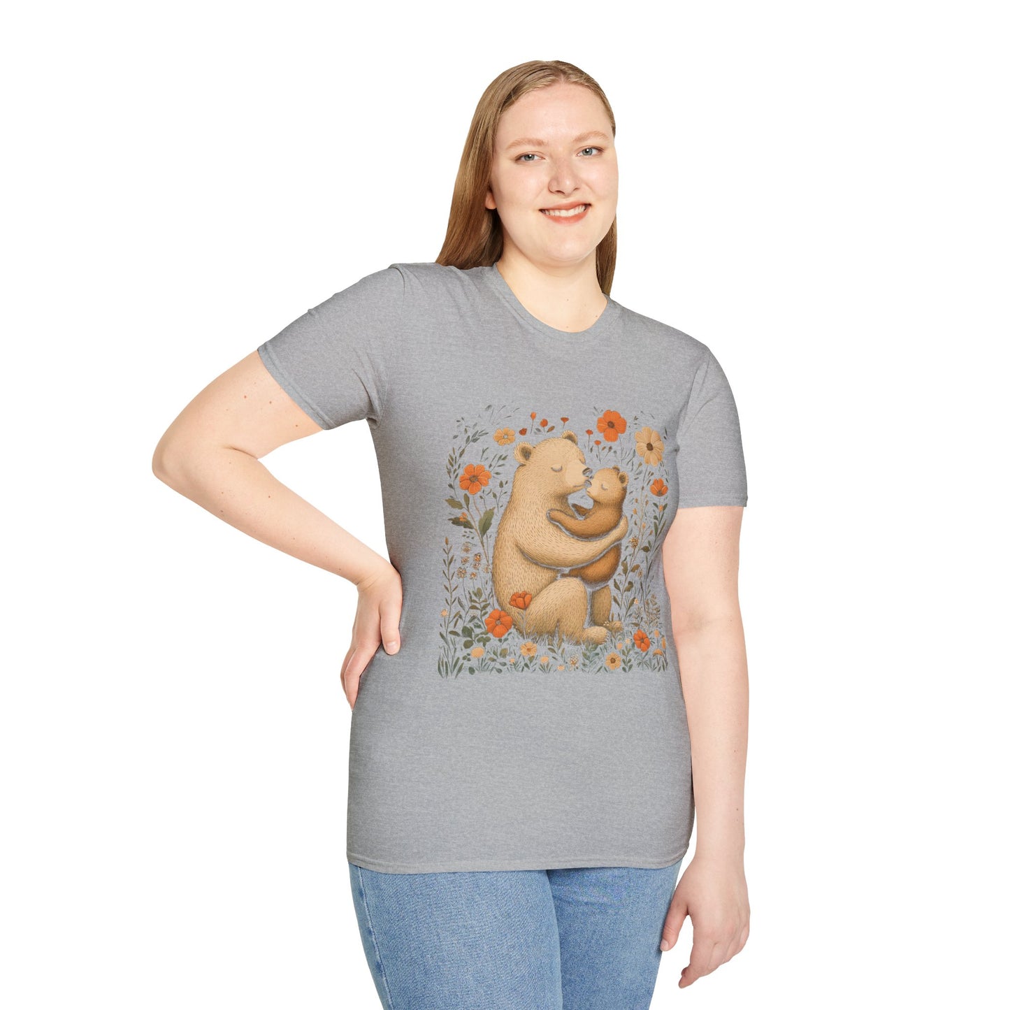 Mama Bear and Baby Bear T-Shirt with Wildflower Design
