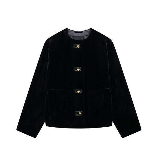 Artificial Fur Effect Jacket Coat
