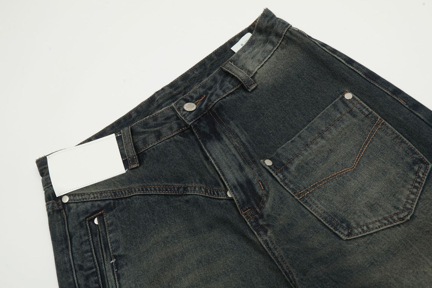 Washed Motorcycle Denim Pants