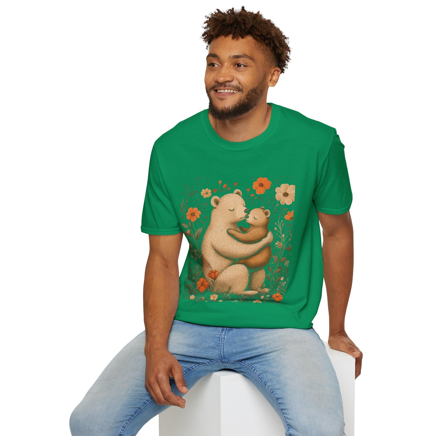 Mama Bear and Baby Bear T-Shirt with Wildflower Design