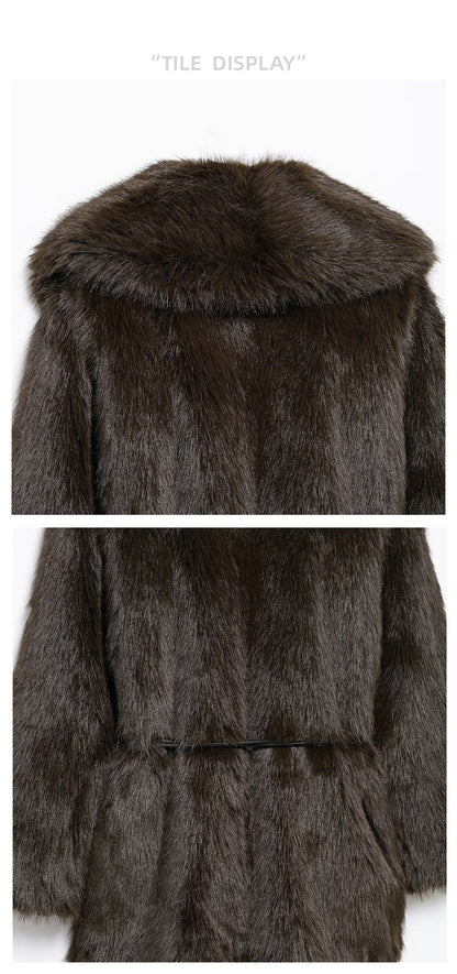 Faux Fur Plush Lapel Coat