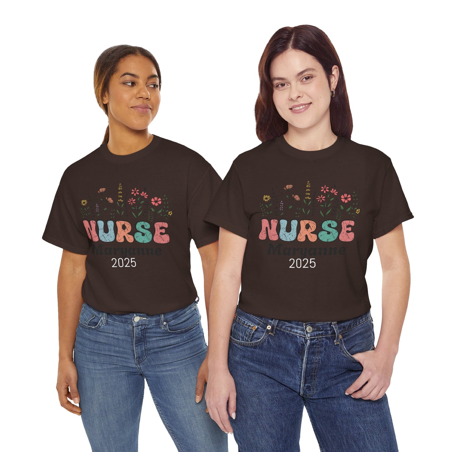 Personalized Flower Nurse Tee shirt - Unisex Tee