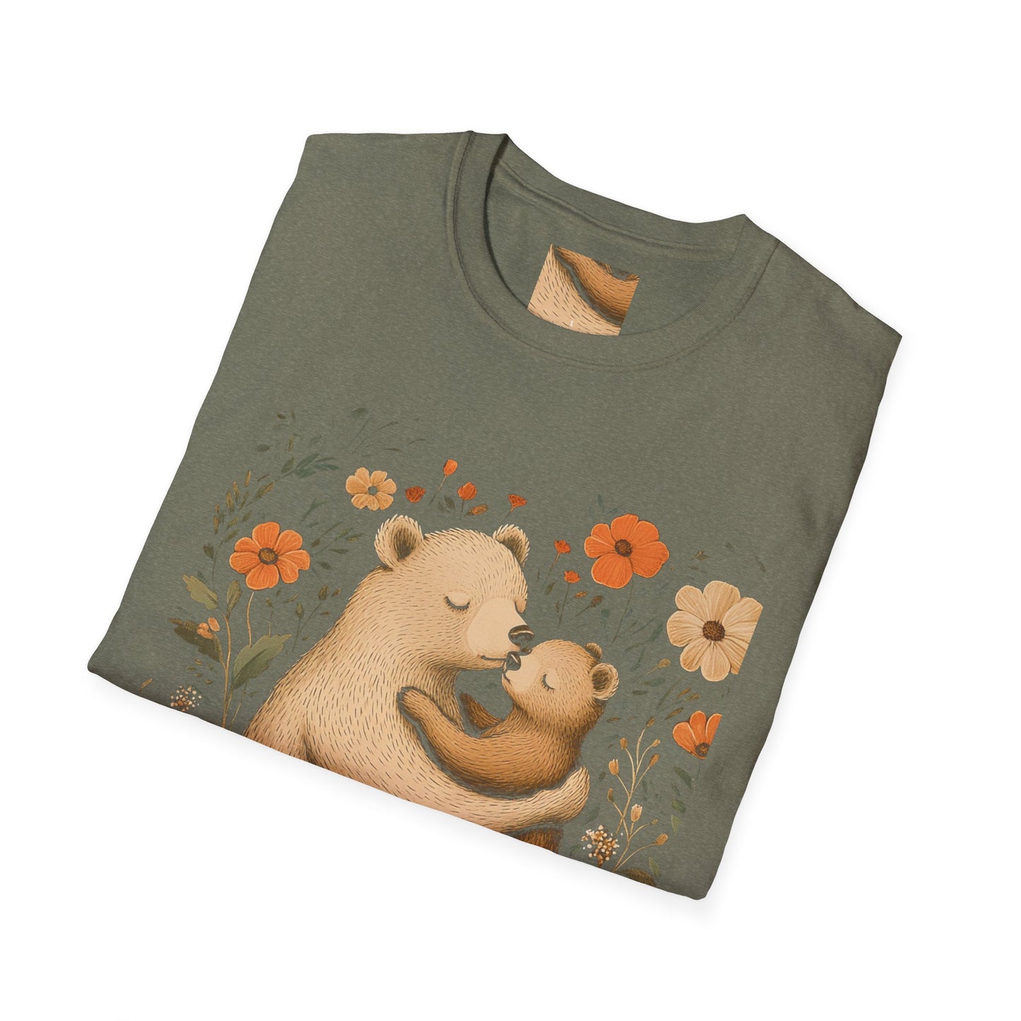 Mama Bear and Baby Bear T-Shirt with Wildflower Design