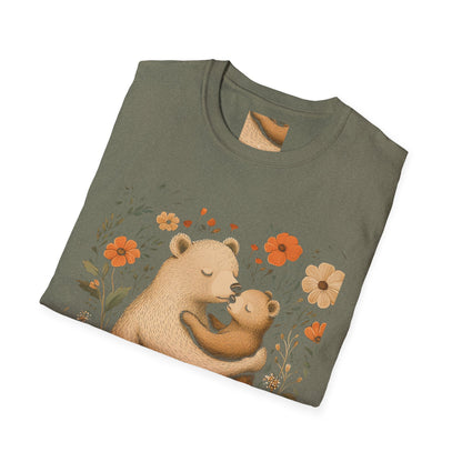 Mama Bear and Baby Bear T-Shirt with Wildflower Design