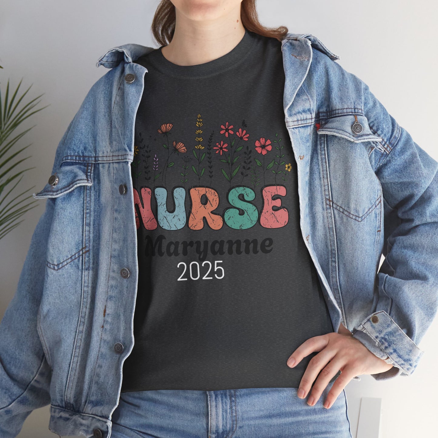 Personalized Flower Nurse Tee shirt - Unisex Tee