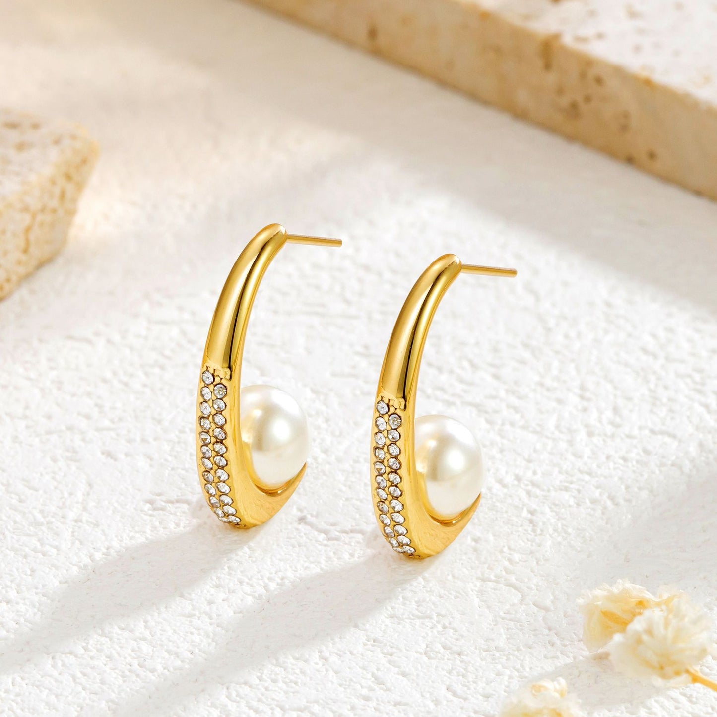 Rhinestone Pearl Earrings