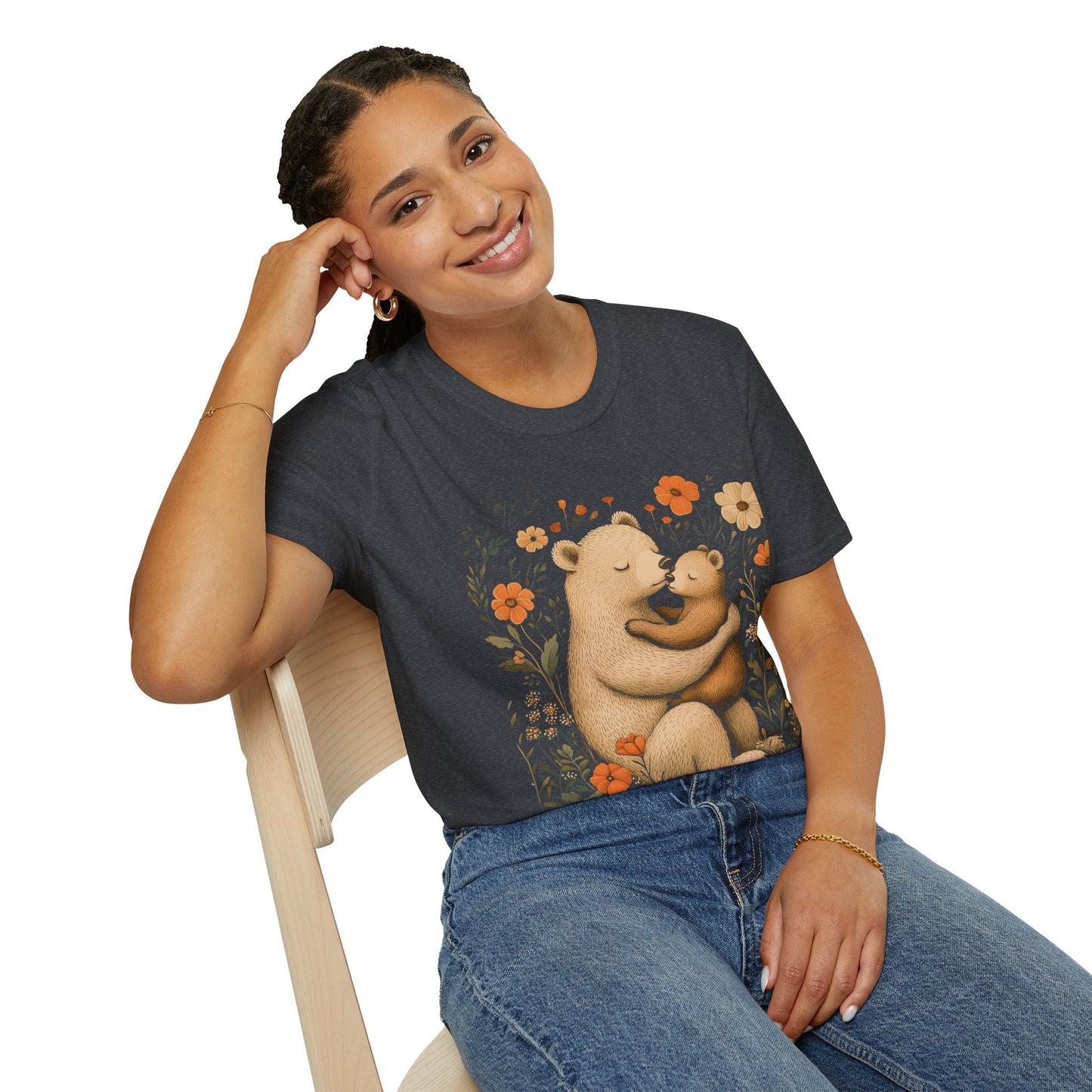 Mama Bear and Baby Bear T-Shirt with Wildflower Design
