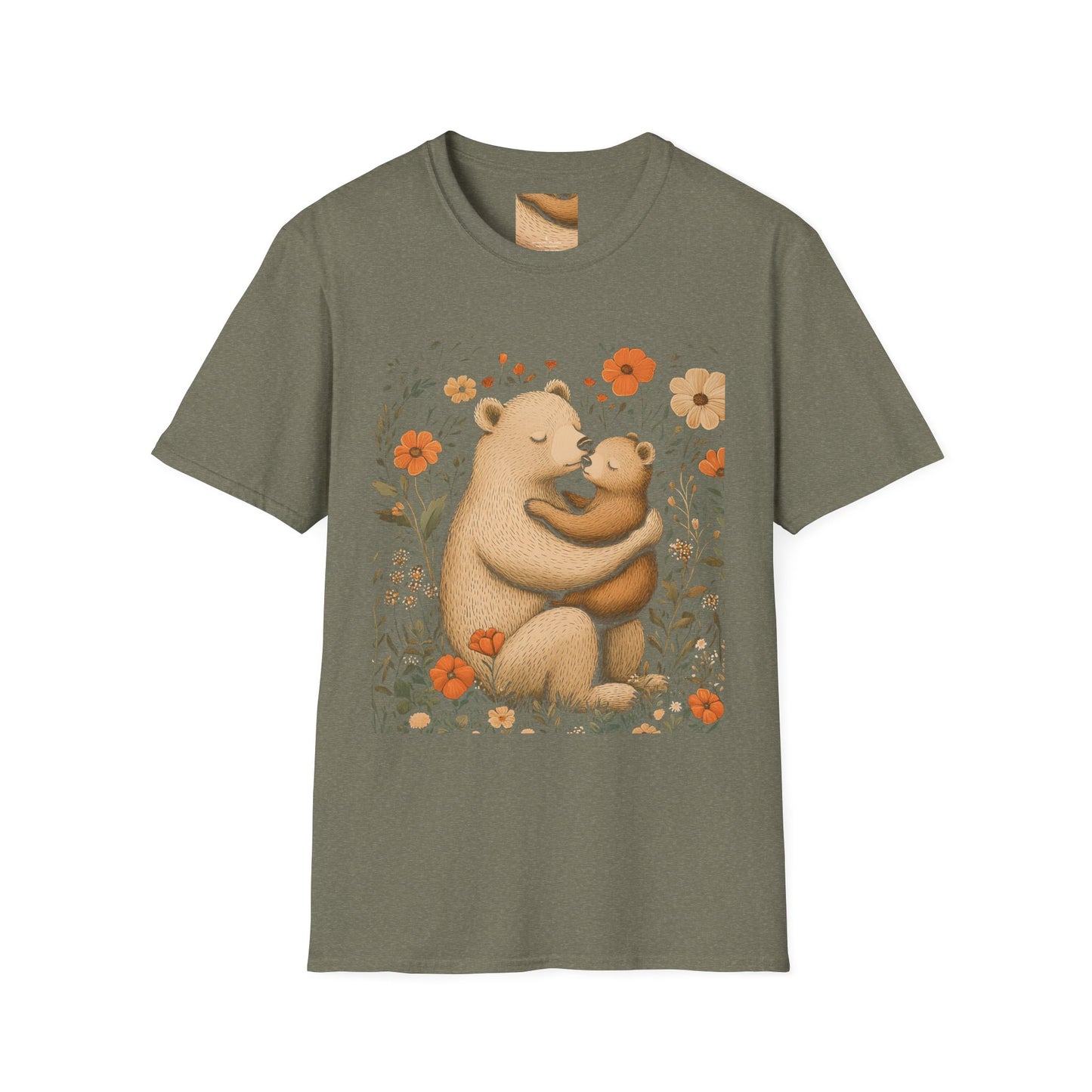 Mama Bear and Baby Bear T-Shirt with Wildflower Design