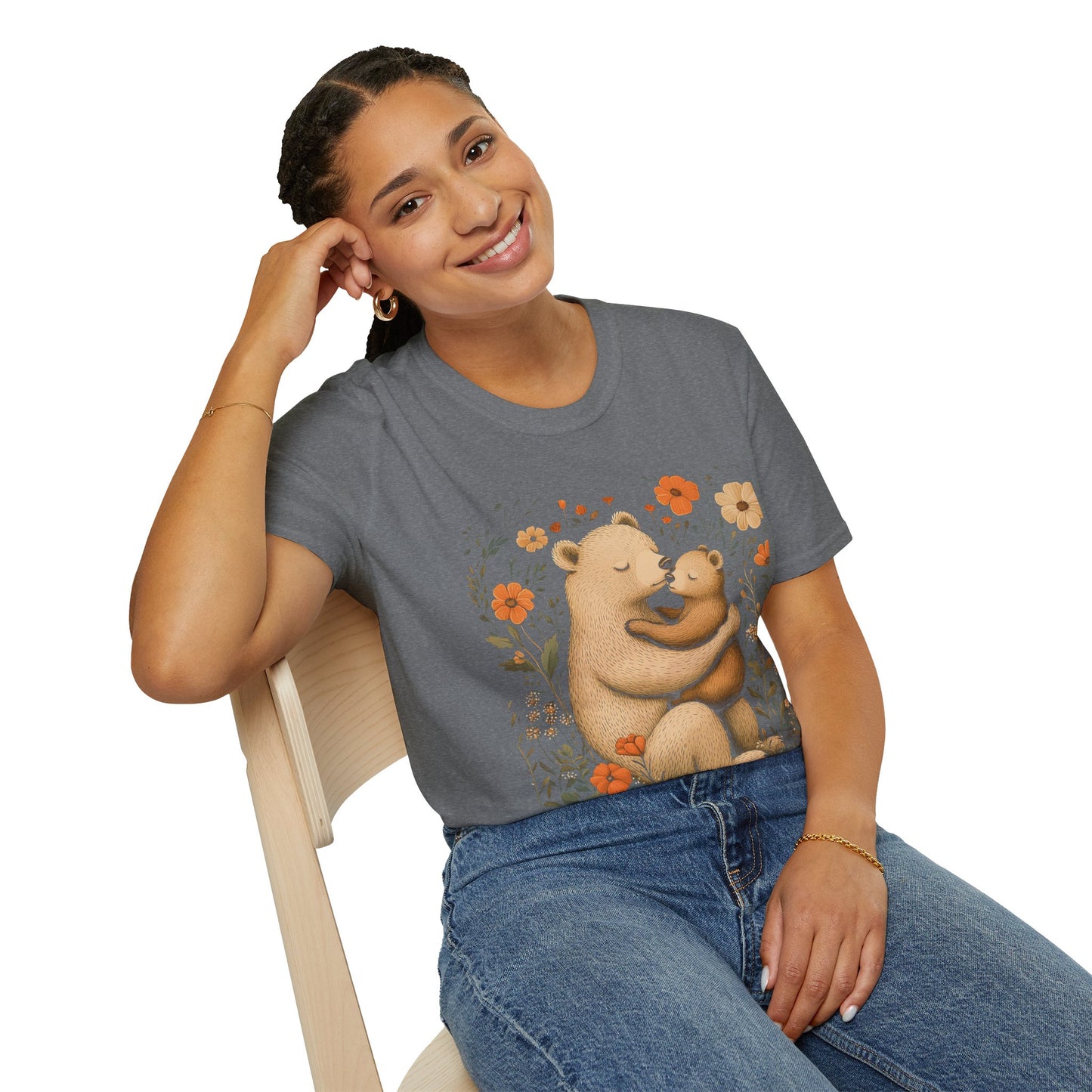 Mama Bear and Baby Bear T-Shirt with Wildflower Design