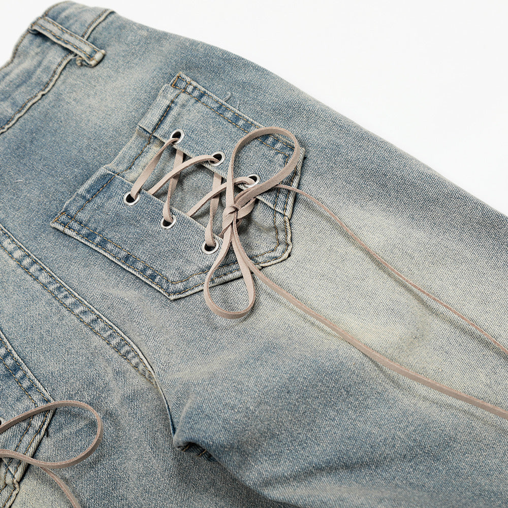 Women's Wide-leg Flared Jeans with Pockets