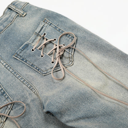 Women's Wide-leg Flared Jeans with Pockets