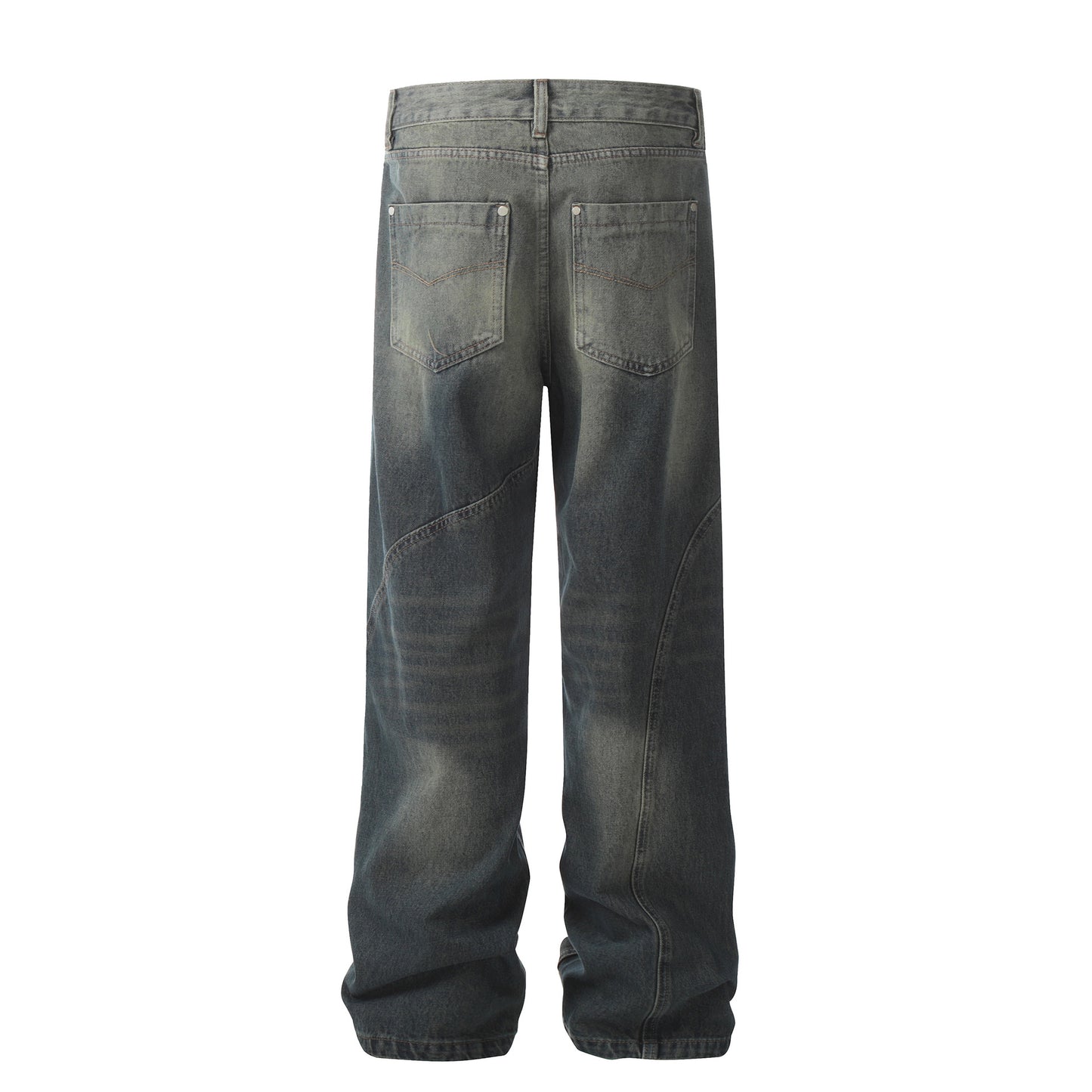 Washed Motorcycle Denim Pants