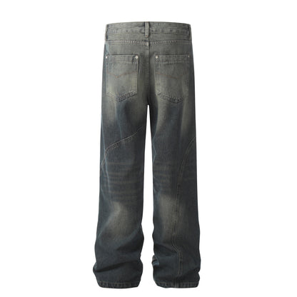 Washed Motorcycle Denim Pants
