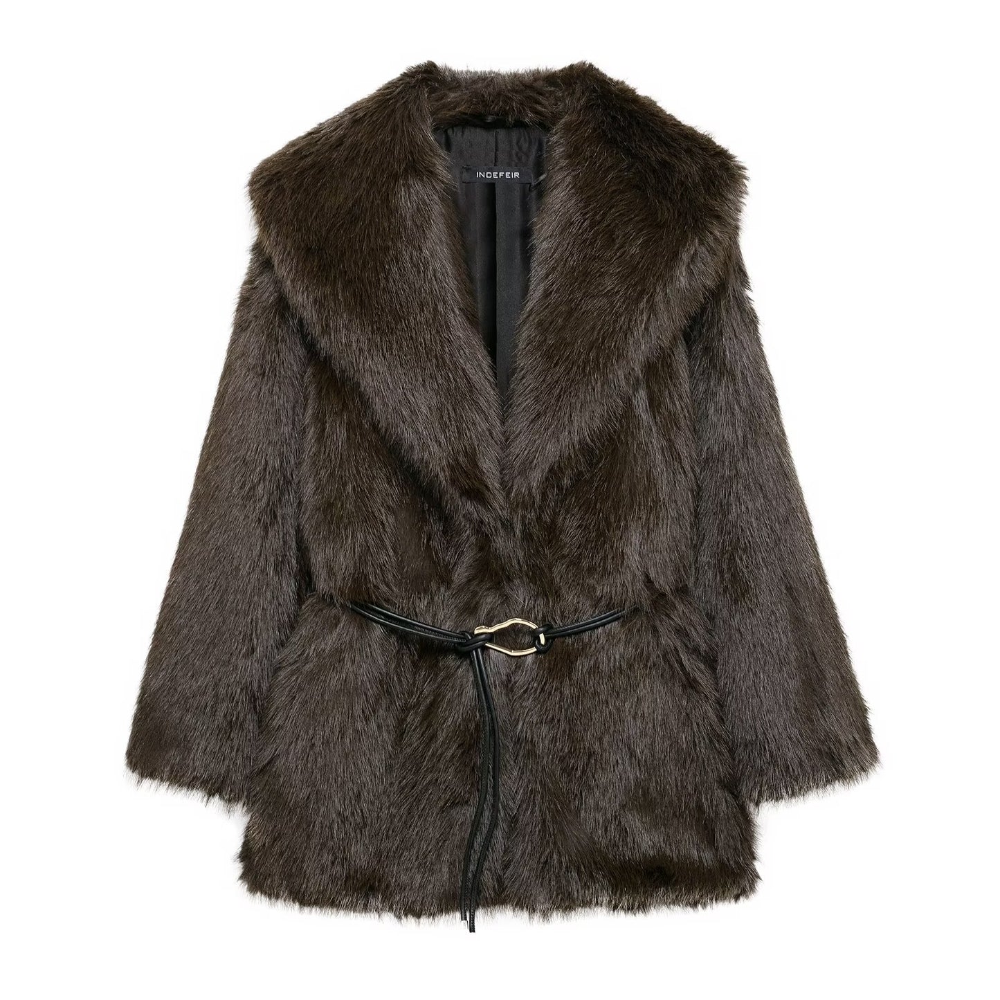 Faux Fur Plush Lapel Coat