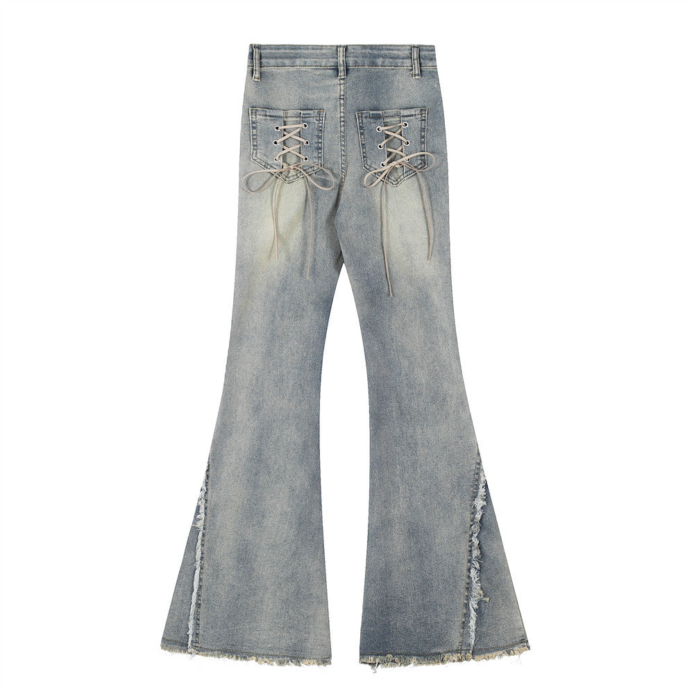 Women's Wide-leg Flared Jeans with Pockets
