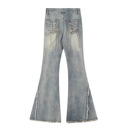 Women's Wide-leg Flared Jeans with Pockets
