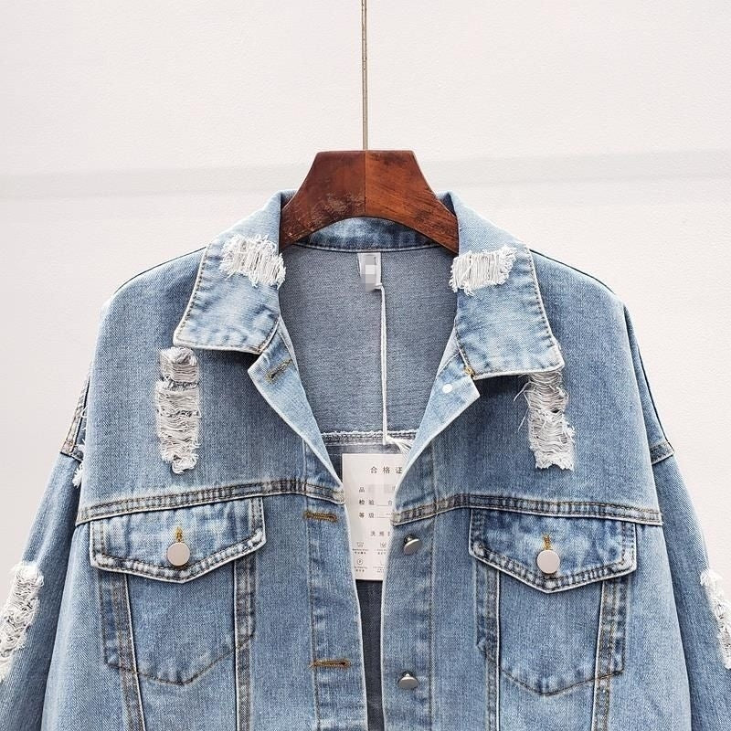 Loose Korean Style Ripped Denim Jacket