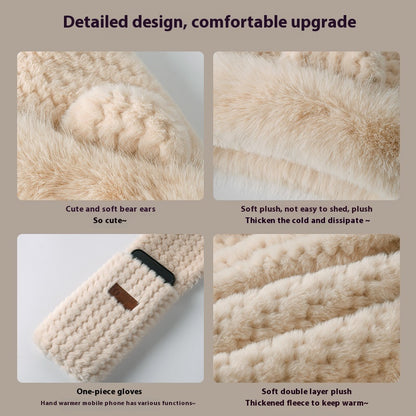 Bear Ears Plush Hat and Scarf for Women